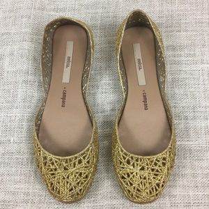Melissa + Campana D'Orsay Ballet Gold Glitter